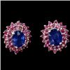 Image 1 : Natural Top Royal Blue Sapphire Ruby Earrings