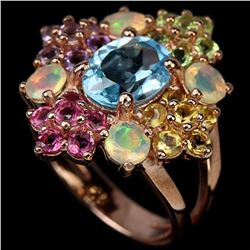 Natural TOPAZ OPAL TOURMALINE CITRINE AMETHYST Ring