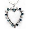 Image 1 : Blue & White Diamond 1.50 ct Soild Gold Heart Pendant