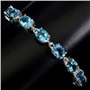 Image 1 : Natural 8x6 mm Top Swiss Blue Topaz Bracelet