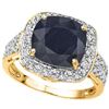 Image 1 : Natural Midnight Blue Black Sapphire & Diamond Ring