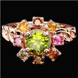 NATURAL PERIDOT & MULTI COLOR TOURMALINE Ring