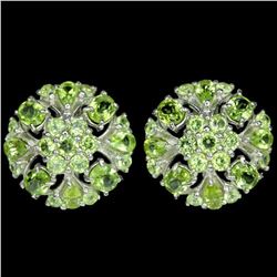 NATURAL APPLE GREEN PERIDOT FLOWER EARRING