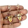 Image 2 : Natural  Citrine Sapphire Pink Tourmaline Earrings
