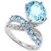 Image 1 : Natural Sky Blue Topaz & Diamond Ring