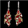 Image 1 : Natural Handmade Red Coral Emerald Pearl Earrings
