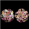 Image 1 : NATURAL MULTI COLOR TOURMALINE FLOWER EARRING