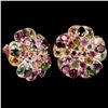 Image 2 : NATURAL MULTI COLOR TOURMALINE FLOWER EARRING