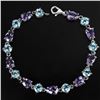 Image 1 : NATURAL PURPLE AMETHYST & SKY BLUE TOPAZ BRACELET