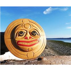 West Coast Native Hand Carved Moon Mask 12 Inch