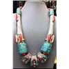 Image 1 : Tibet Hand Made Turquoise & Coral Necklace