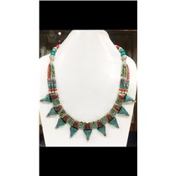 Tibet Hand Made Turquoise & Coral Necklace