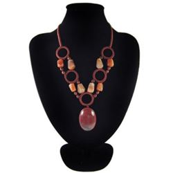 Natural Diamond Polished Stone Hand Made Necklace