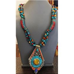 Tibet Natural Stone Tribal Queen Royal Necklace