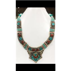 Tibet Hand Made Turquoise & Coral Necklace