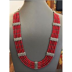 Tibet Natural Stone Tribal Queen Coral Royal Necklace