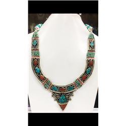 Tibet Hand Made Turquoise & Coral Necklace