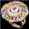 Image 1 : Ntural ROSE QUARTZ TOPAZ TANZANITE & TOURMALINE Ring