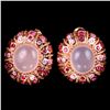 Image 1 : NATURAL ROSE QUARTZ OVAL CABOCHON Earrings