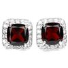 Image 1 : NATURAL Cushion DARK ORANGE RED GARNET Earrings