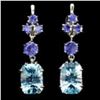Image 1 : Natural 14x10mm Sky Blue Topaz Tanzanite Earrings