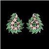 Image 1 : Natural Top Rich Green Emerald & Ruby Earrings