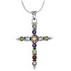 Image 1 : BEAUTIFUL 12.50 NATURAL MIXED GEMSTONET CROSS PENDANT.