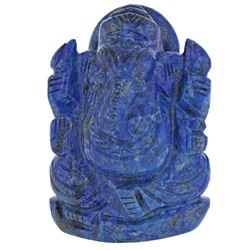 NATURAL 687 CT HAND CARVED BLUE LAPIS GANESH.