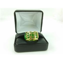 Carved Jade Ring Mounted in 14 kt Gold Overlay