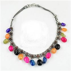 BEAUTIFUL CERTIFIED MUTI COLOR ONYX NECKLACE