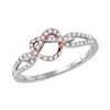 Image 1 : 0.15 CTW Diamond Infinity Knot Heart Ring 10KT Two-tone Gold - REF-22K4W