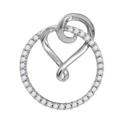 0.34 CTW Diamond Circle Heart Love Pendant 10KT White Gold - REF-22Y4X