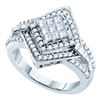 Image 1 : 0.75 CTW Princess Diamond Cluster Bridal Engagement Ring 14KT White Gold - REF-87F2N