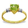 Image 1 : Genuine 0.98 ctw Peridot & Diamond Ring Jewelry 14KT Yellow Gold - REF-31X2M