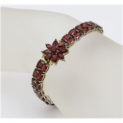 STERLING SILVER AND GARNET BRACELET