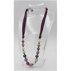 HONORA CULTURED PEARL NECKLACE WITH LEATHER