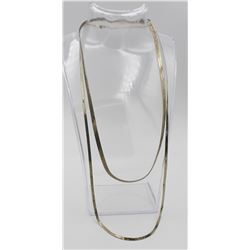 (2) STERLING SILVER HERRINGBONE CHAIN NECKLACES