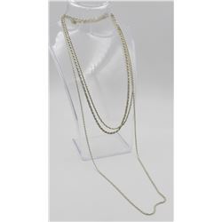 (3) STERLING SILVER TWIST CHAIN NECKLACES