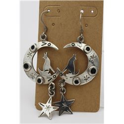 TAXCO MEXICO .925 WOLF & MOON EARRINGS