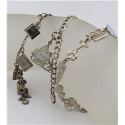 3 STERLING SILVER CHARM BRACELETS