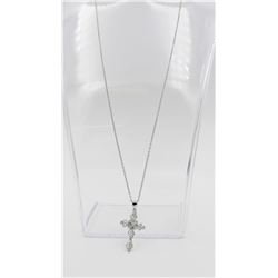 BEAUTIFUL STERLING SILVER AND CZ CROSS NECKLACE