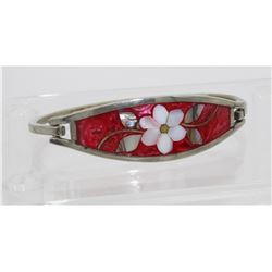 MEXICO .925 ALPACA BRACELET WITH SHELL AND ENAMEL