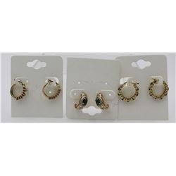 (3) PAIR OF GOLD-TONED .925 HOOP EARRINGS