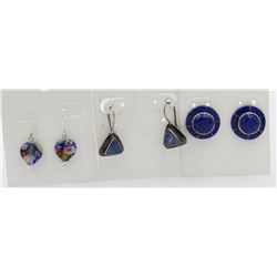 (3) PAIRS OF .925 EARRINGS WITH BLUE STONES/DETAIL