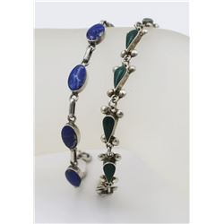 TWO STERLING SILVER AND STONE BRACELETS