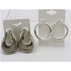 (2) PAIRS OF LARGE STERLING SILVER HOOP EARRINGS