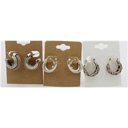 3 PAIRS OF STERLING SILVER HOOP EARRINGS