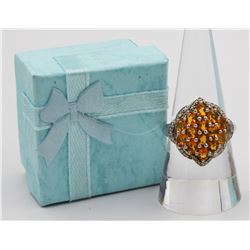 BEAUTIFUL ORANGE STONE CLUSTER RING