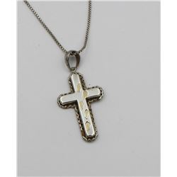 .925 & 14K ACCENTS CROSS NECKLACE
