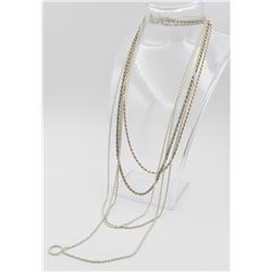 GROUP OF (5) ROPE STYLE STERLING SILVER CHAINS